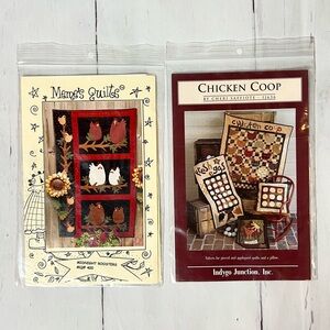 Adorable quilted Chickens, Two quilt patterns Midnight Roosters and Chicken Coop